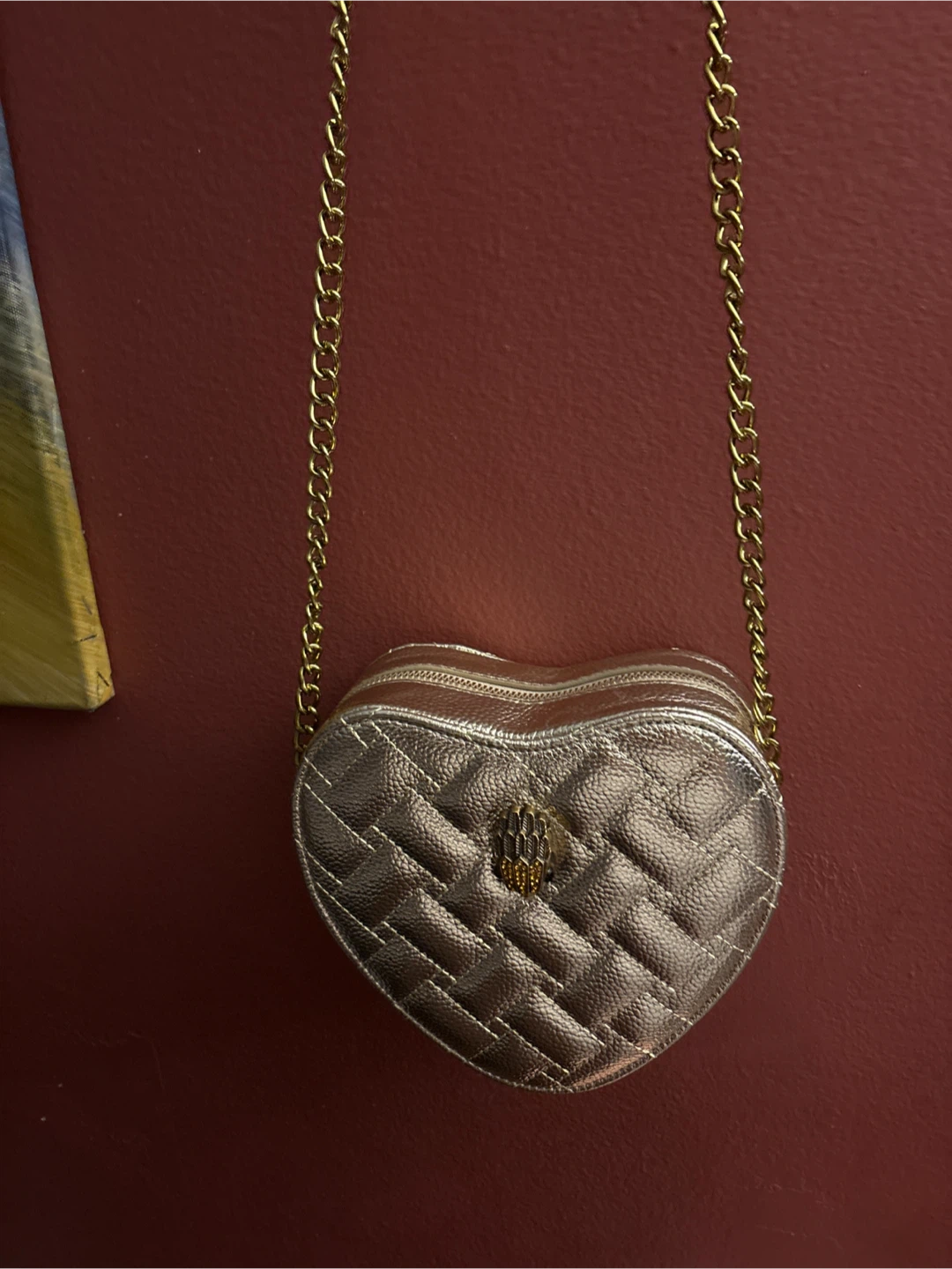 New Kurt Geiger London Metallic Gold Heart Bag - photo 5