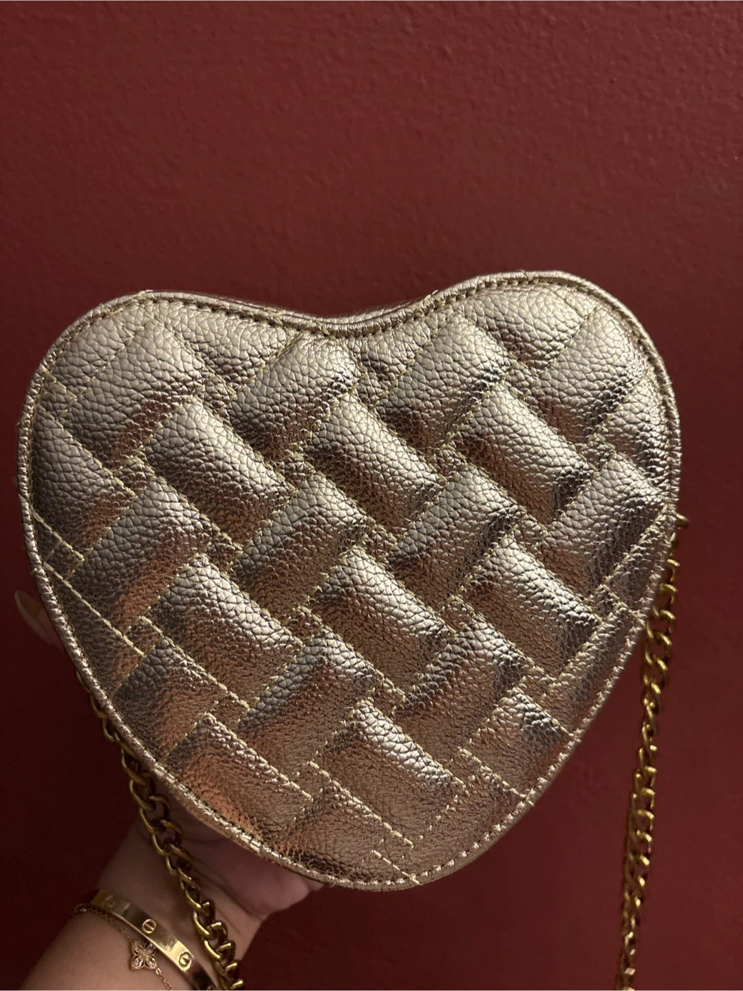 New Kurt Geiger London Metallic Gold Heart Bag - photo 3