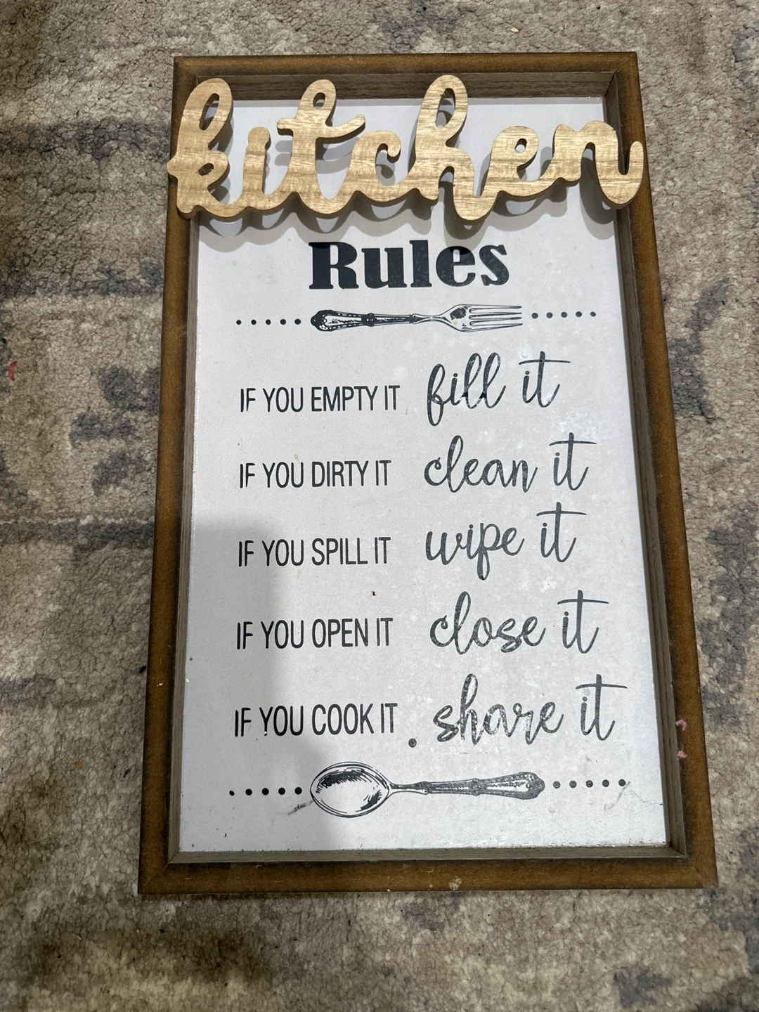 Kitchen Rules Wall Decor