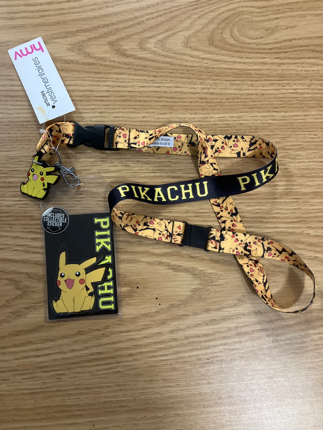 Pikachu Lanyard with Collectible Sticker - New