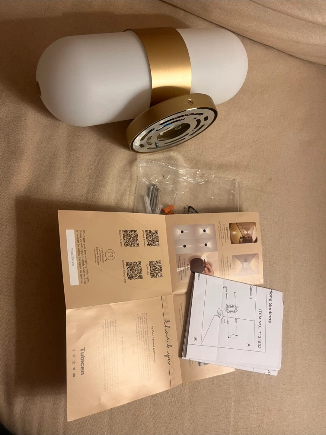 🚚📦Tubicen Wall light fixture - Gold & White - photo 4