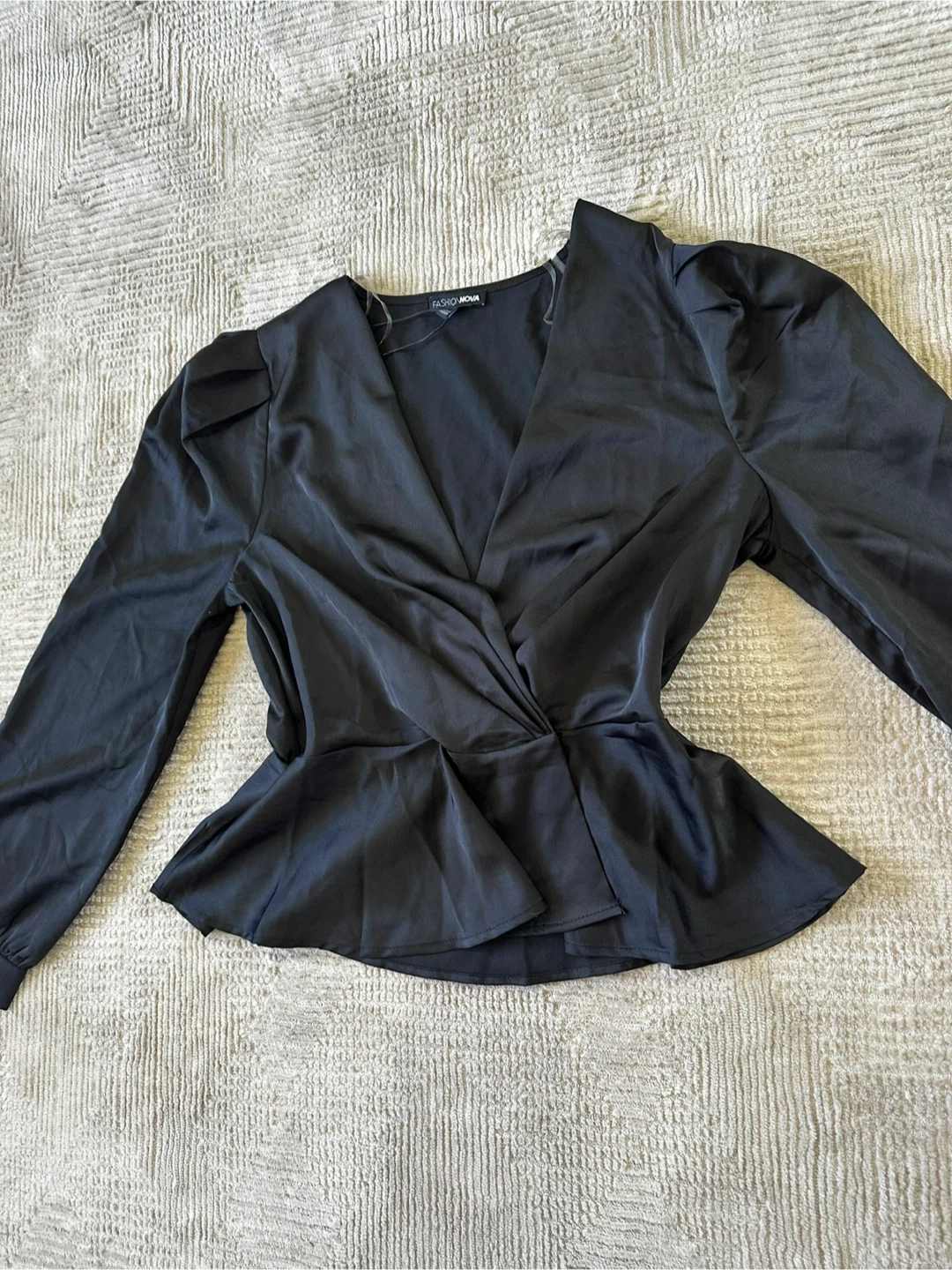 New Fashion Nova Black Peplum Blouse - Size L - photo 2