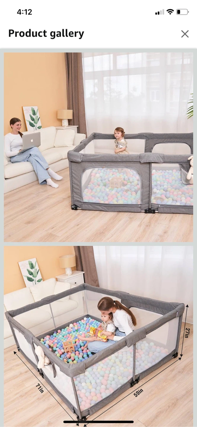 New-Foldable Playpen 59"x71" Grey - photo 2