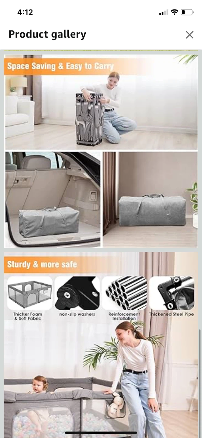 New-Foldable Playpen 59"x71" Grey - photo 4