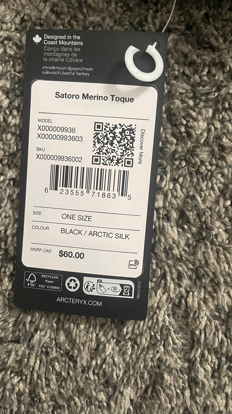 New Arc'teryx Satoro Merino Toque - Black - photo 2