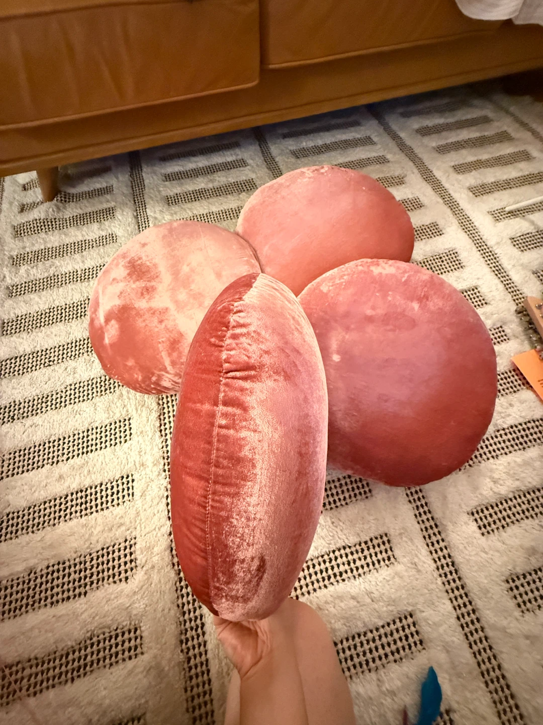 Round Velvet Floor Cushions - Pink - photo 2