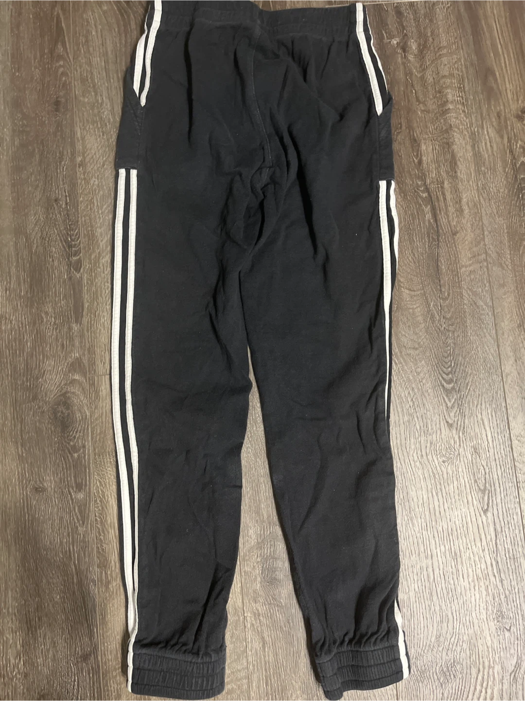 Adidas Black Track Pants with White Stripes - photo 2