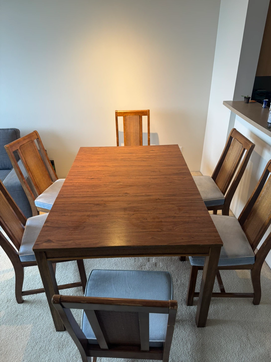 4–6 Person Solid Wood Dining Set – Adjustable Table + 6 Chairs