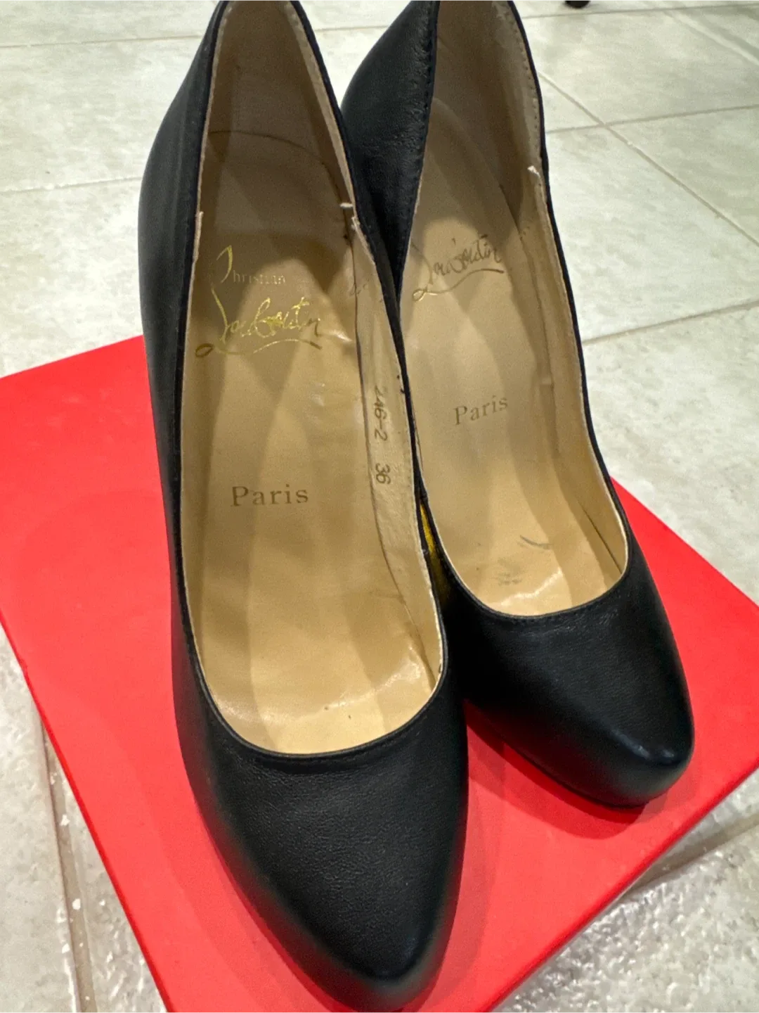 Christian Louboutin Black Leather Heels - Size 36