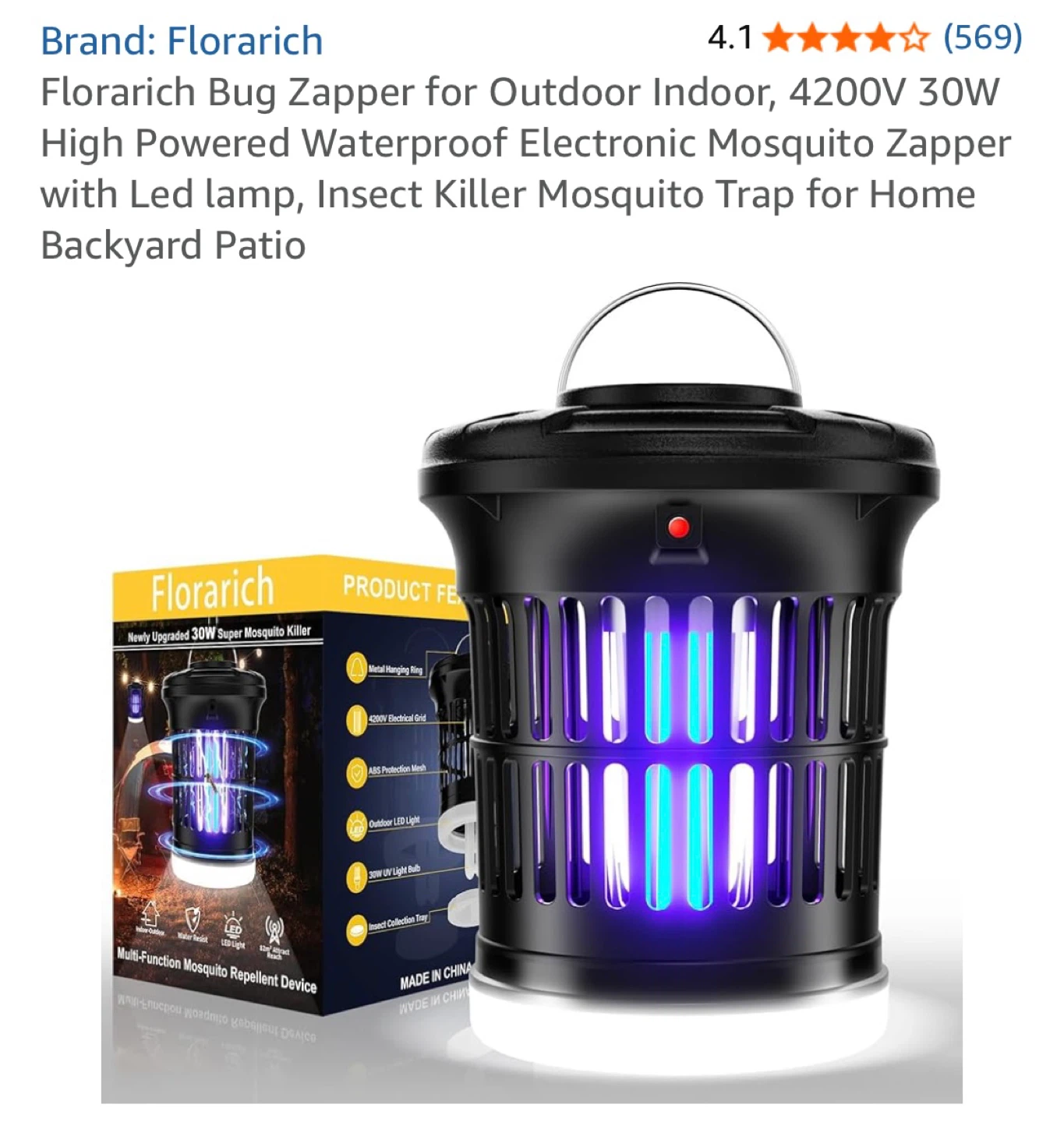 Florarich Bug Zapper - Outdoor Indoor LED Light