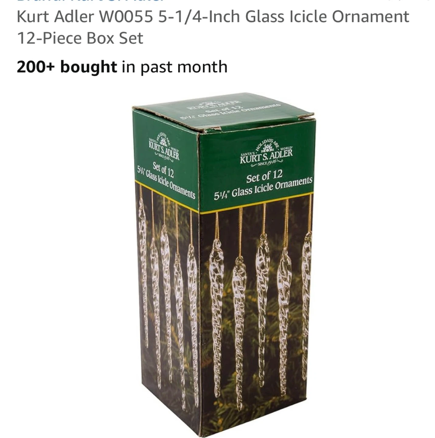 Kurt Adler Glass Icicle Ornaments, 12-Piece Set