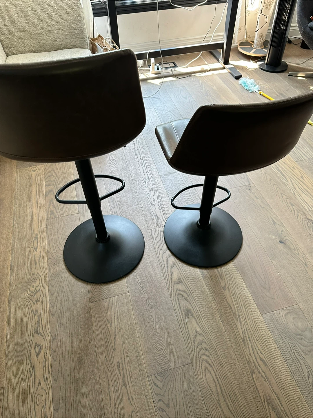 Set of 2 Brown Swivel Bar Stools - photo 2