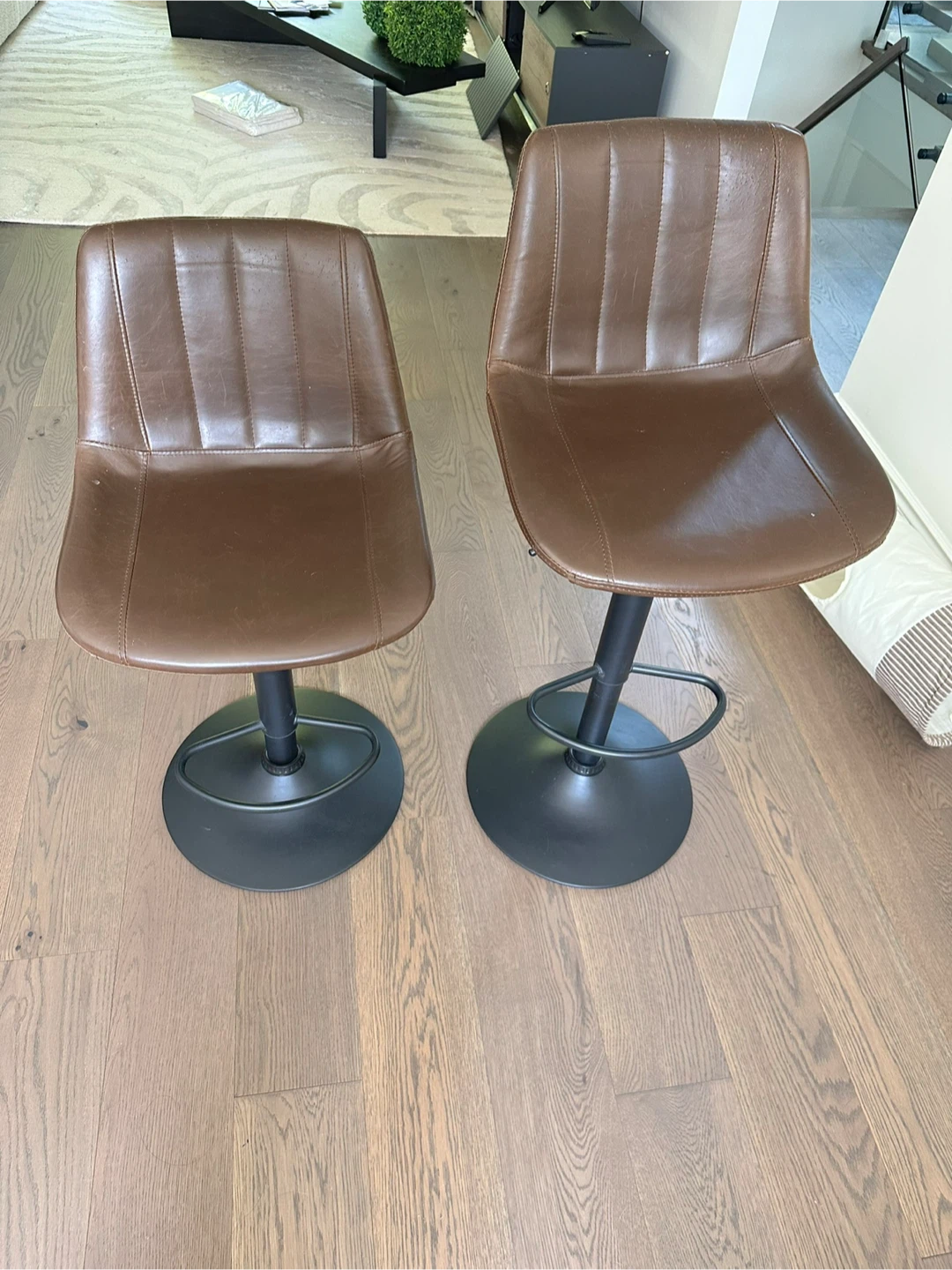 Set of 2 Brown Swivel Bar Stools - photo 3
