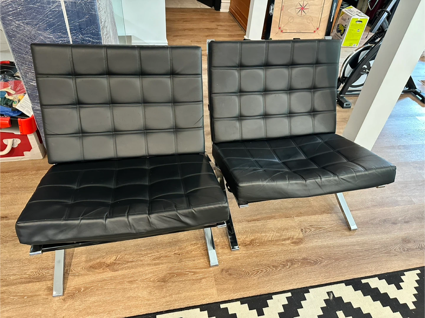 Pair of Black Barcelona Style Chairs - photo 3