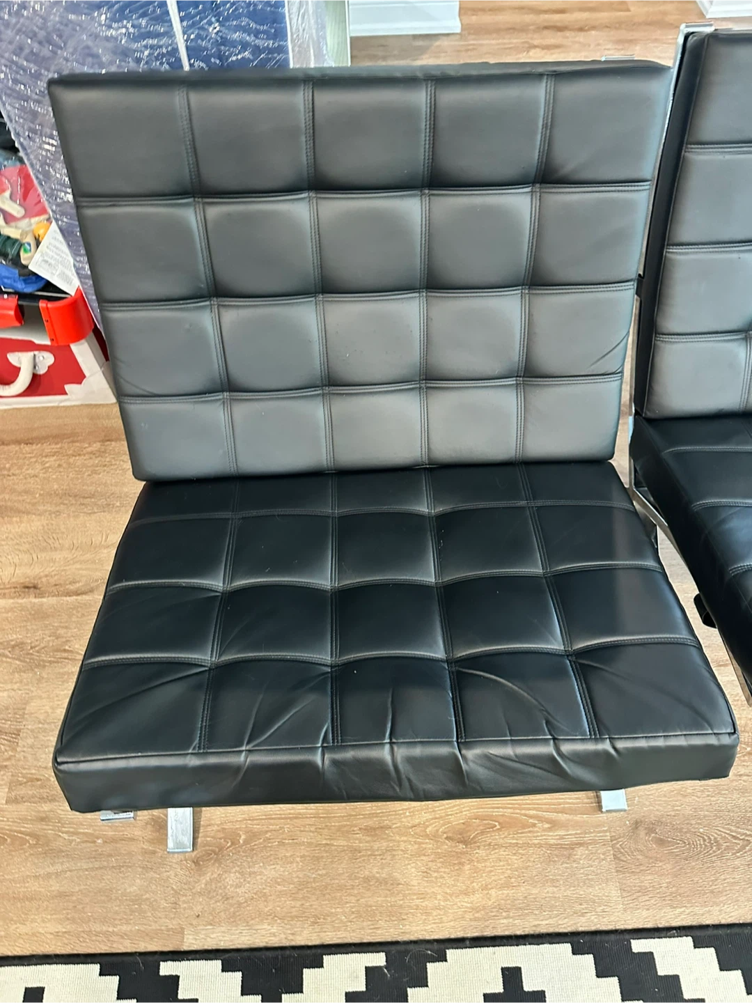 Pair of Black Barcelona Style Chairs - photo 2