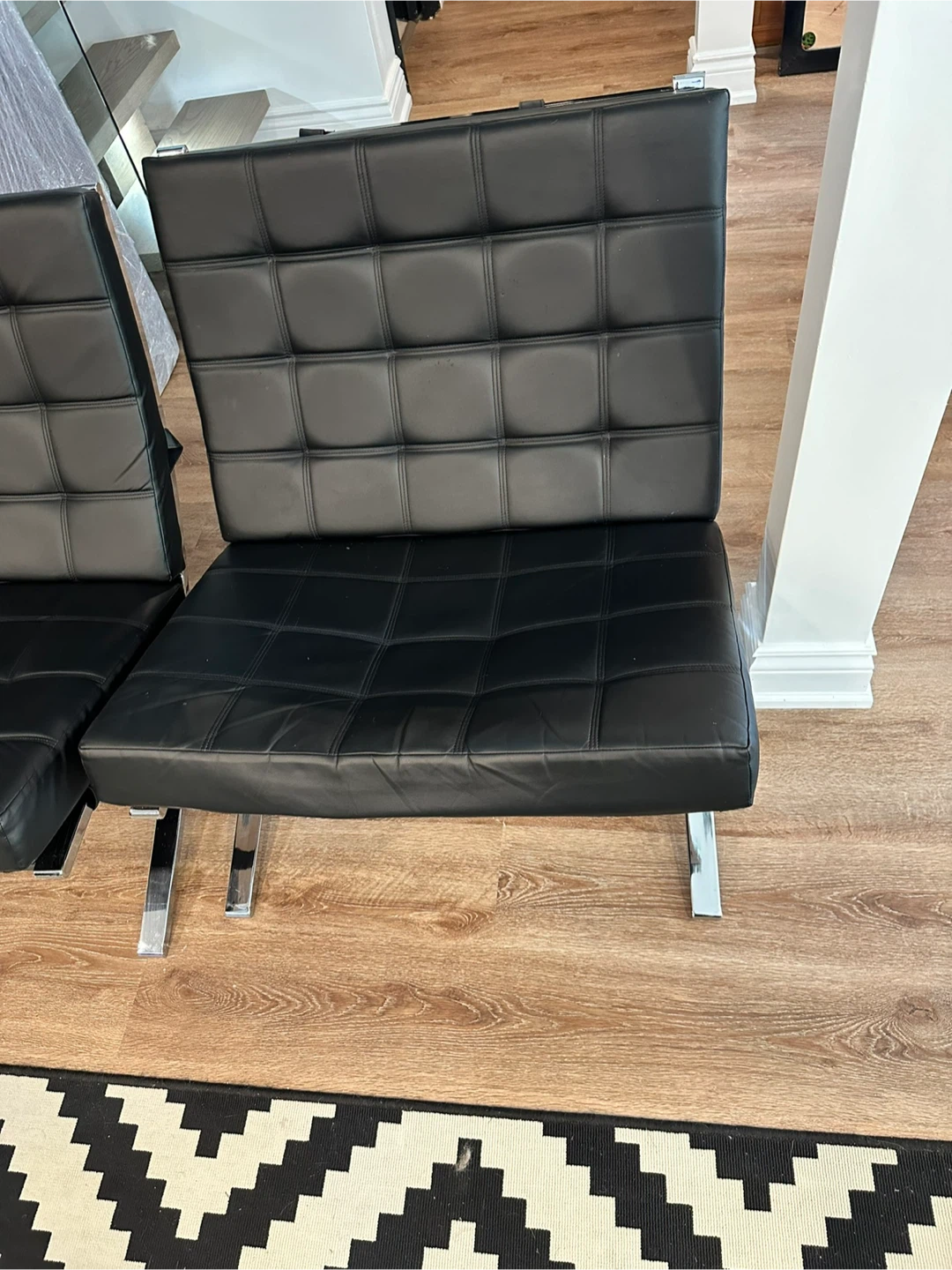 Pair of Black Barcelona Style Chairs