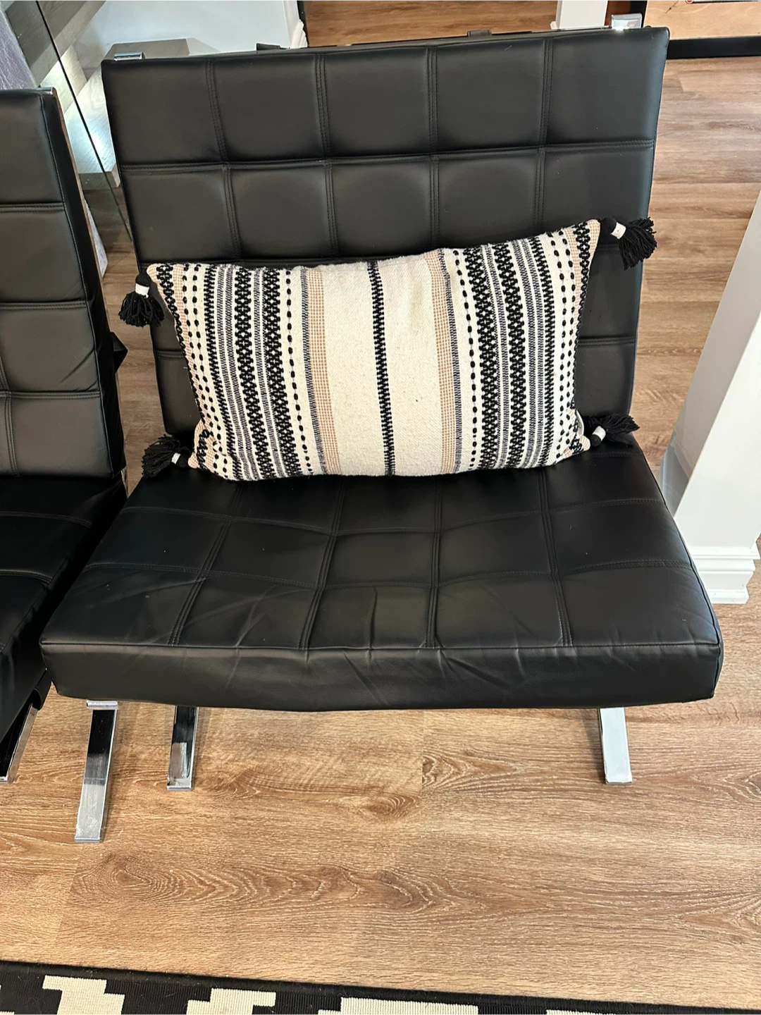 Pair of Black Barcelona Style Chairs - photo 5