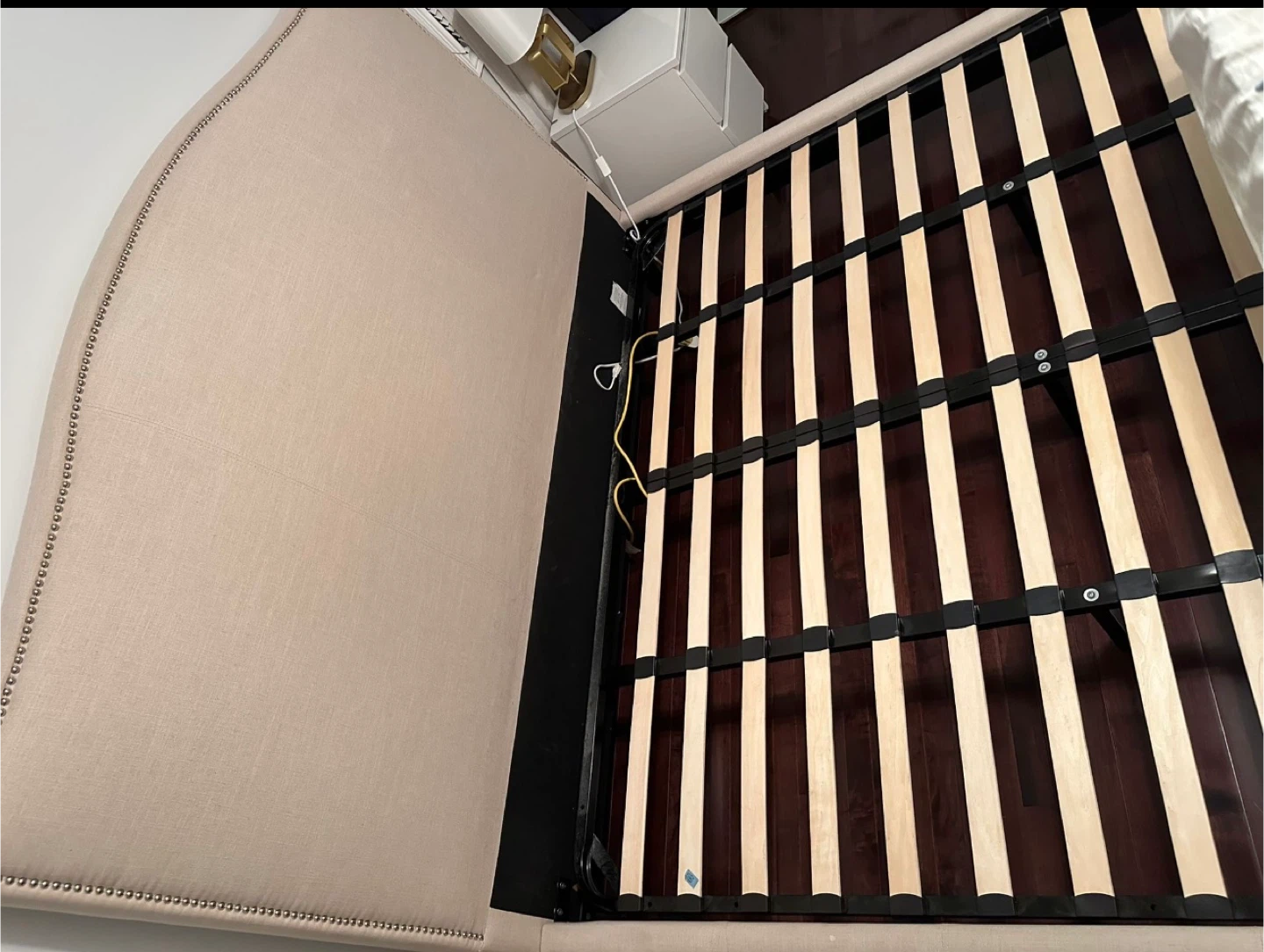 Upholstered King Size Bed Frame - Beige