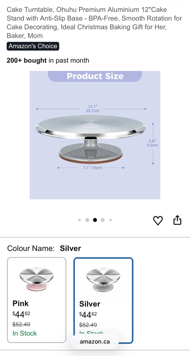 12" Cake Turntable - Silver