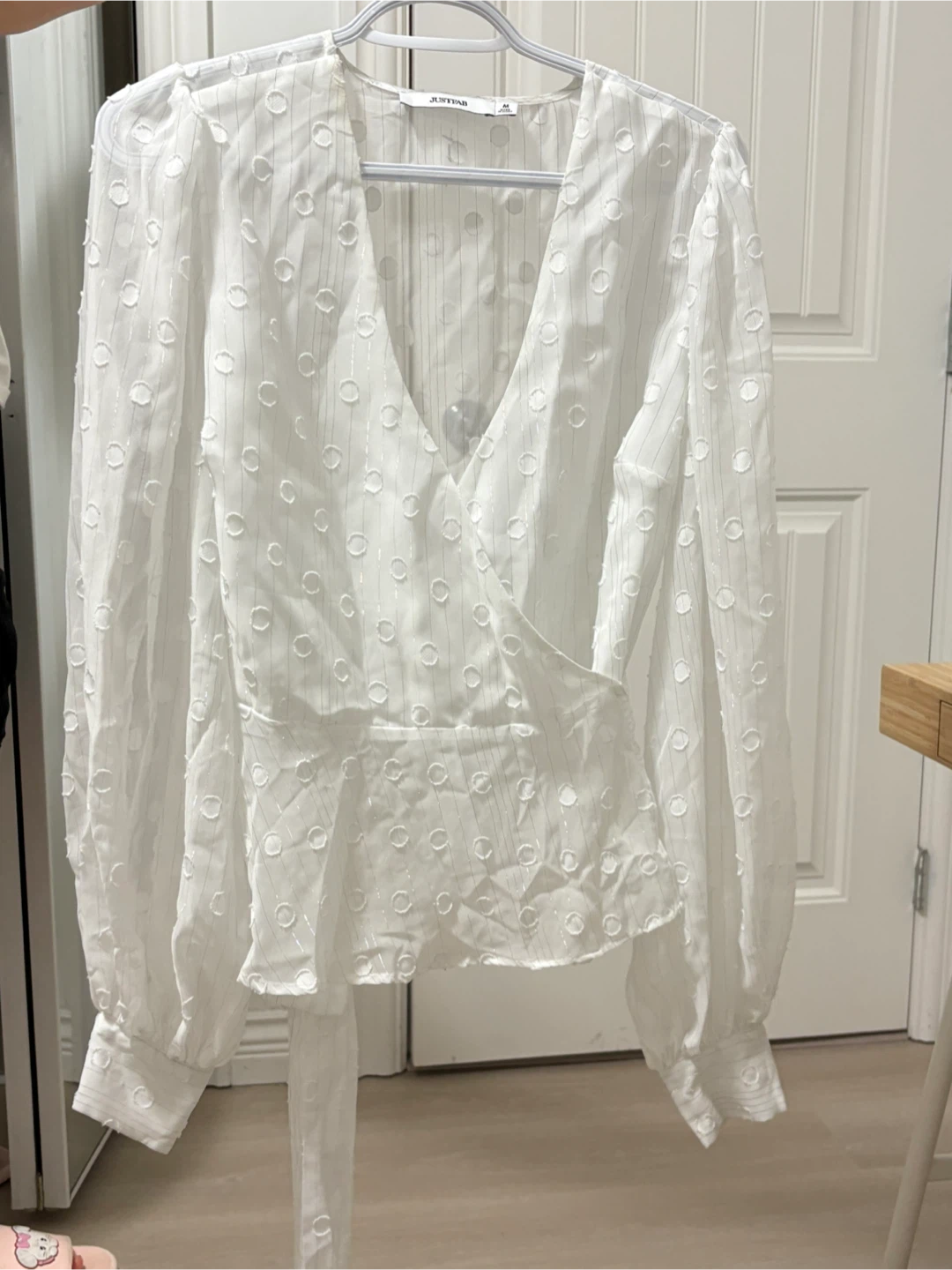 JUSTFAB White Wrap Blouse - Size M - photo 2
