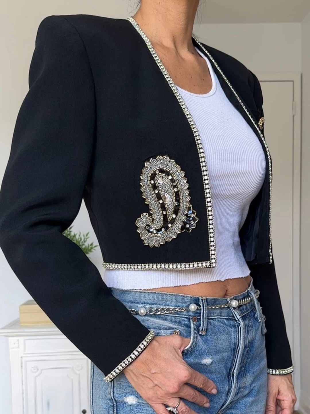 Vintage Julie Durochè Crystal Beaded Bolero Jacket