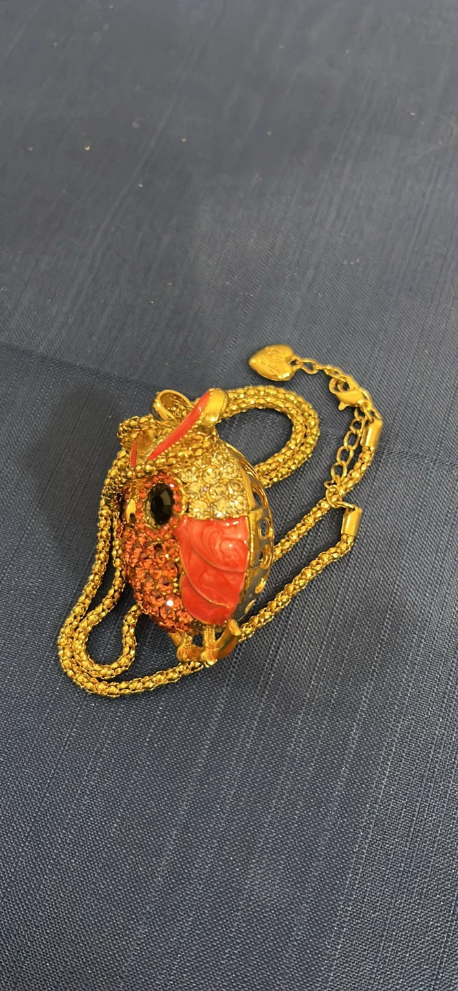 Betsy Johnson Owl Pendant Necklace - pink  & Gold Tone - photo 2