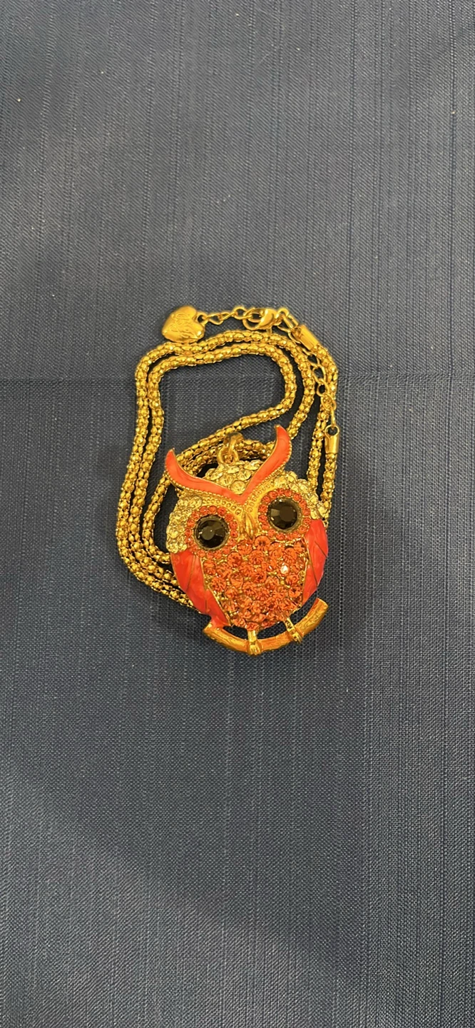 Betsy Johnson Owl Pendant Necklace - pink  & Gold Tone - photo 4