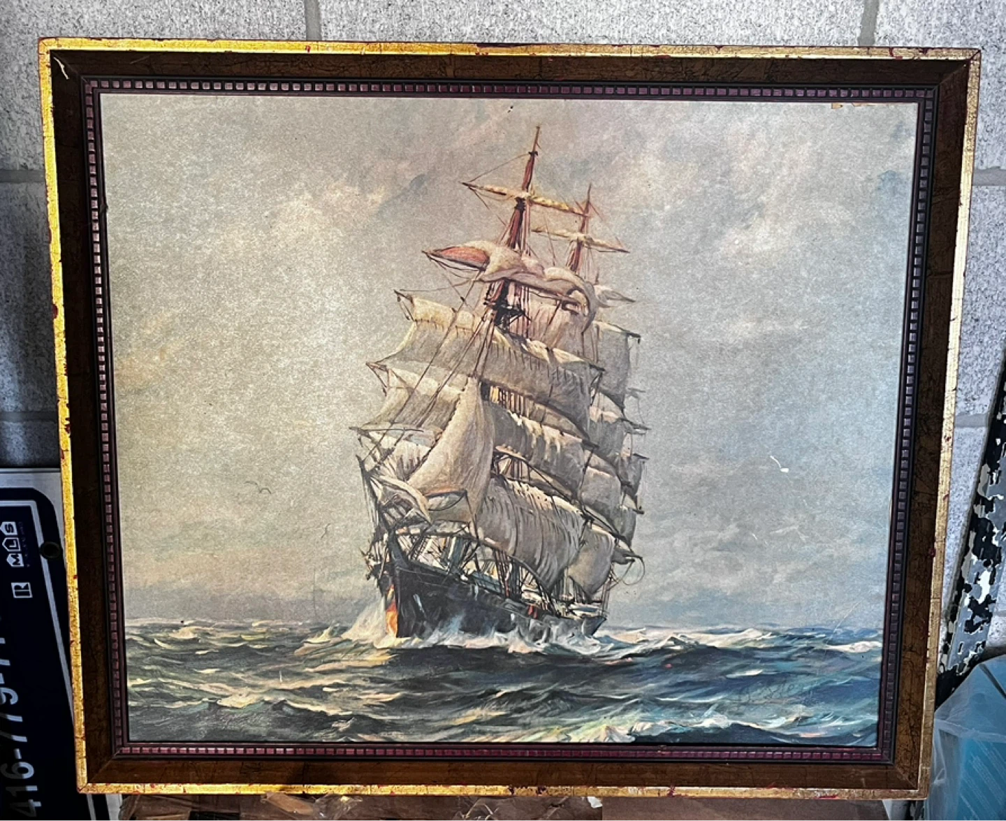 Framed Ship Painting
