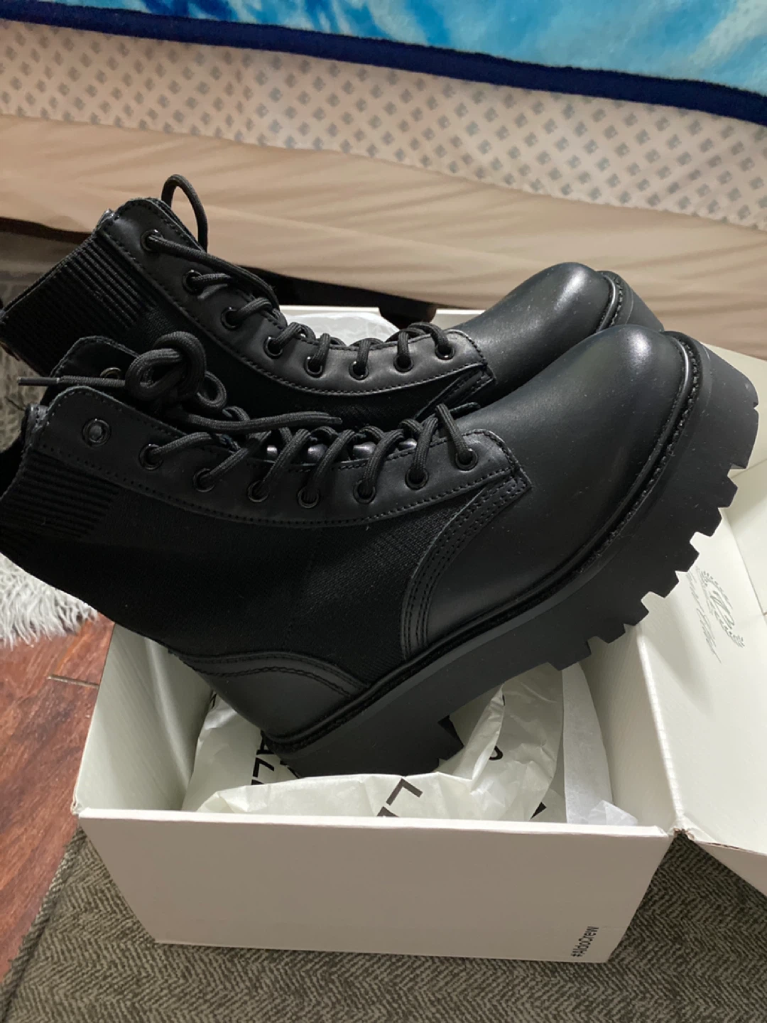 ALDO Black Leather Combat Boots - photo 2