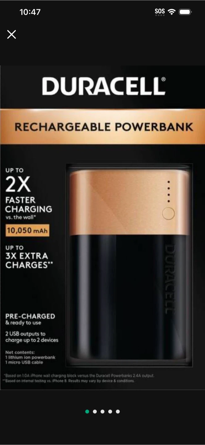 Duracell Rechargeable Powerbank 10,050 mAh