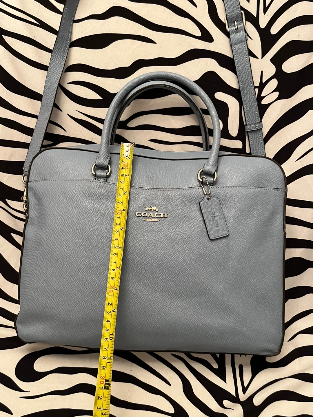 🩵 Coach cornflower blue color crossgrain Leather Laptop Bag  🩵 - photo 3