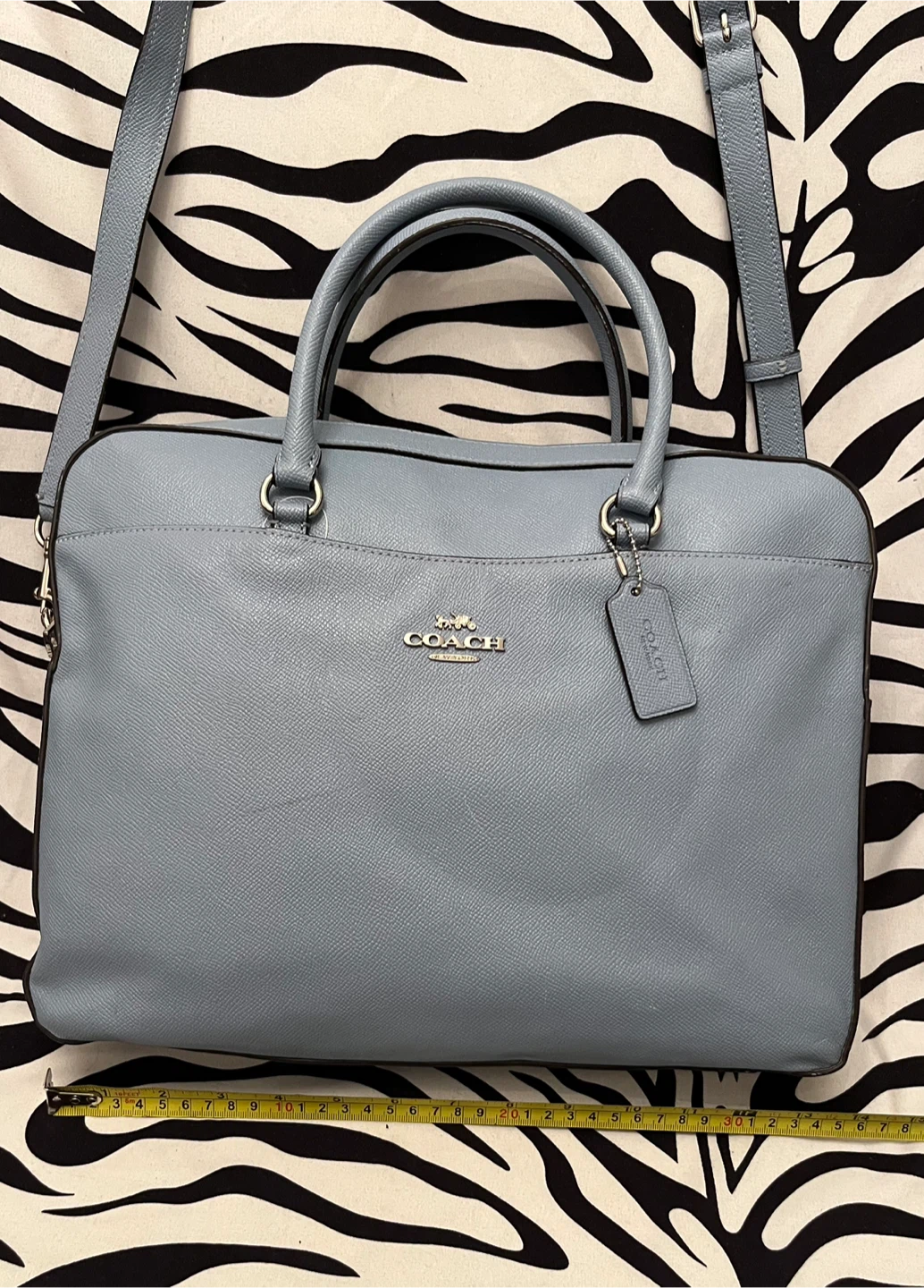 🩵 Coach cornflower blue color crossgrain Leather Laptop Bag  🩵 - photo 4