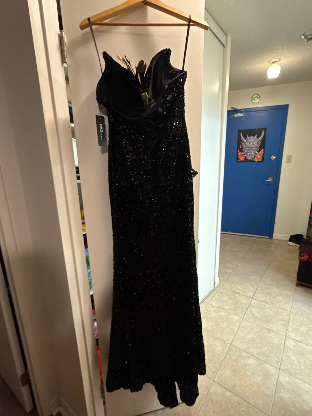 RJ Fashion Black Sequin Feather Dress - photo 4