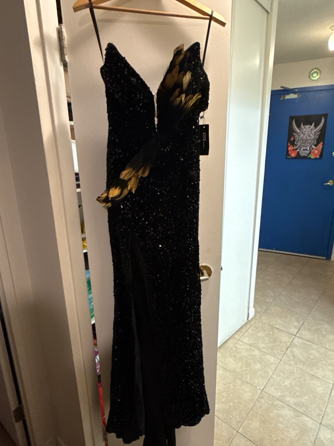RJ Fashion Black Sequin Feather Dress - photo 2