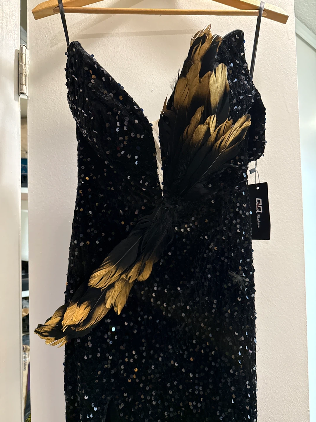 RJ Fashion Black Sequin Feather Dress - photo 3
