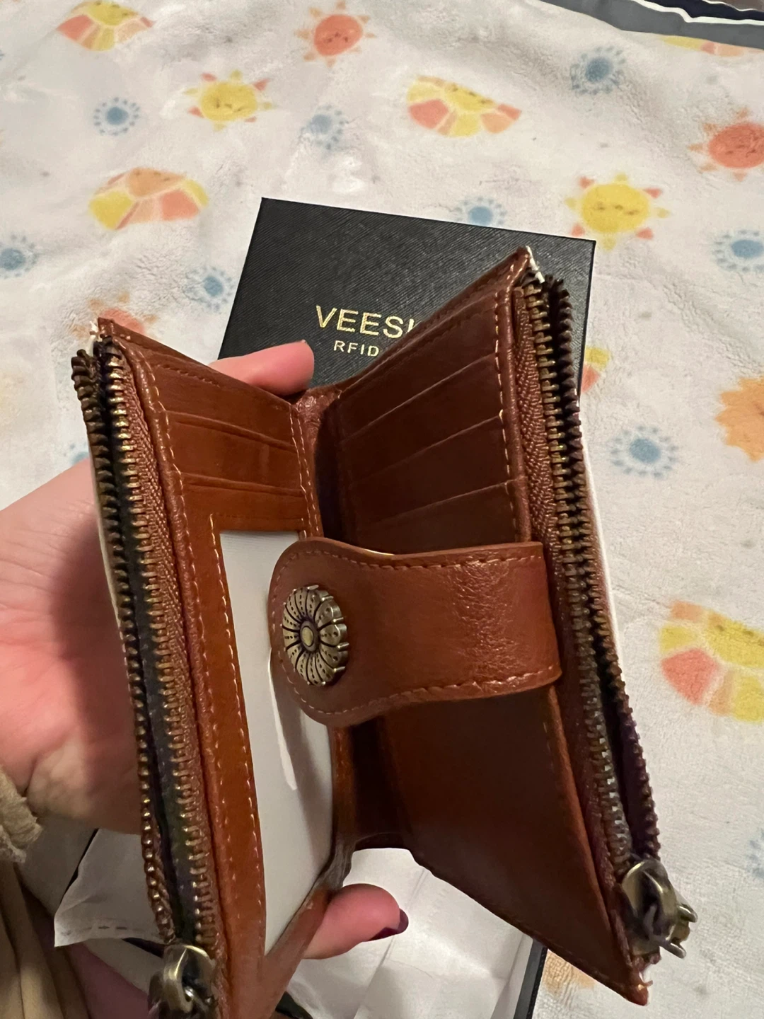 VEESKYEE RFID Blocking Wallet - Brown & White - NEW! - photo 4