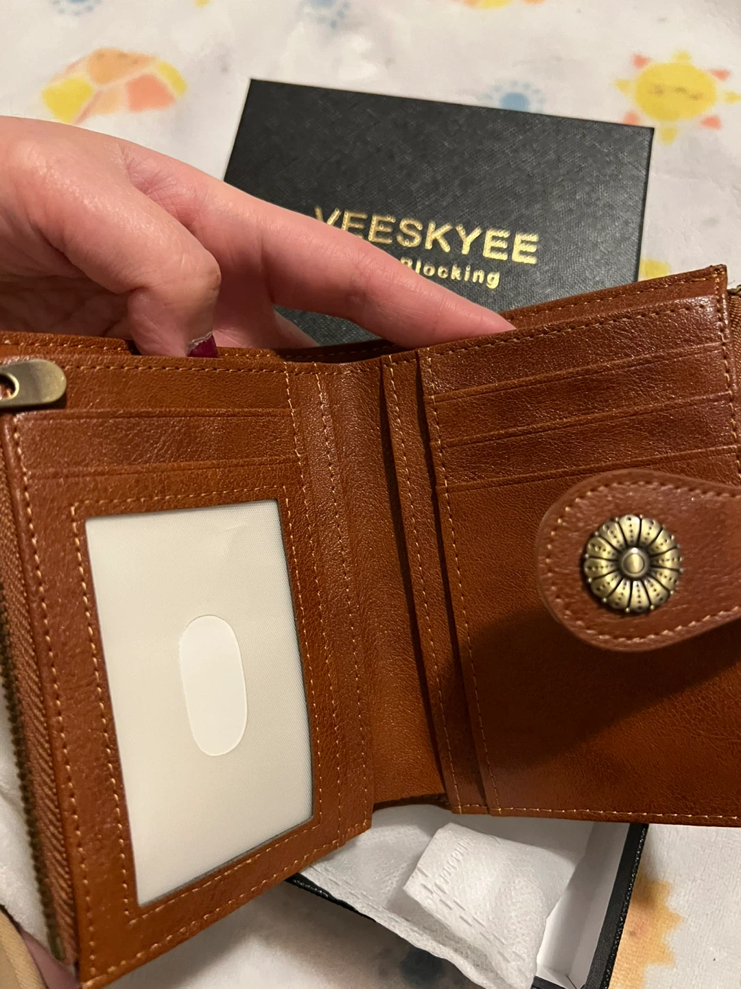 VEESKYEE RFID Blocking Wallet - Brown & White - NEW! - photo 2
