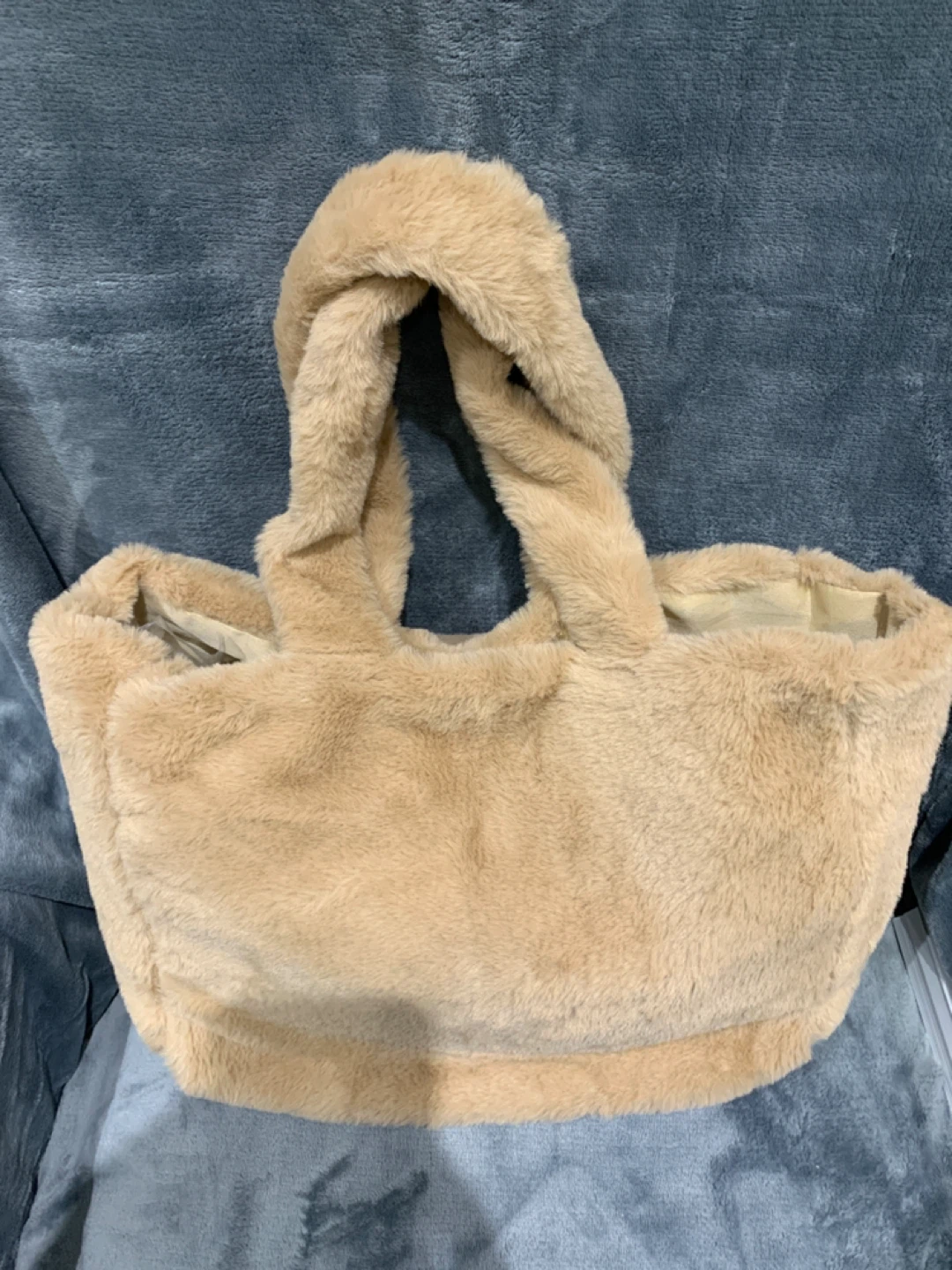 Fuzzy Beige Tote Bag