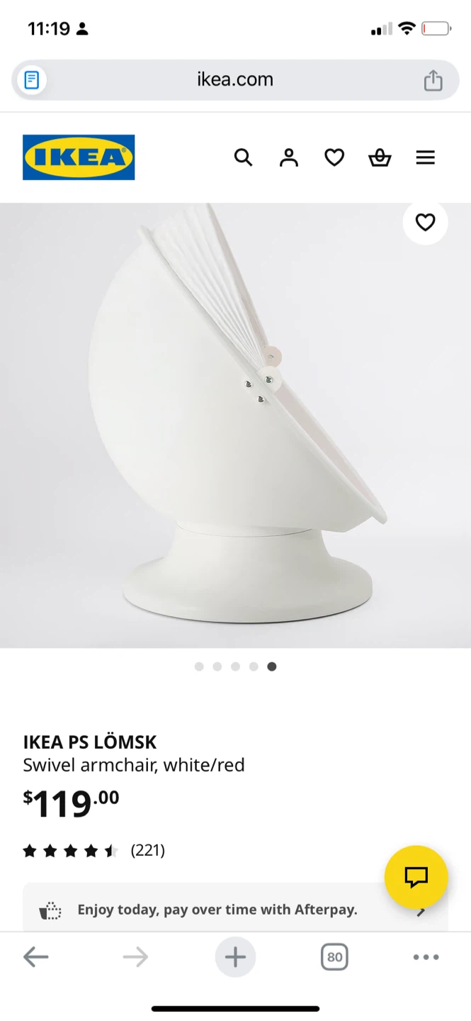 IKEA PS LÖMSK Swivel Armchair - White/Red