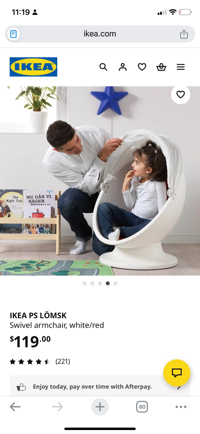 IKEA PS LÖMSK Swivel Armchair - White/Red - photo 2
