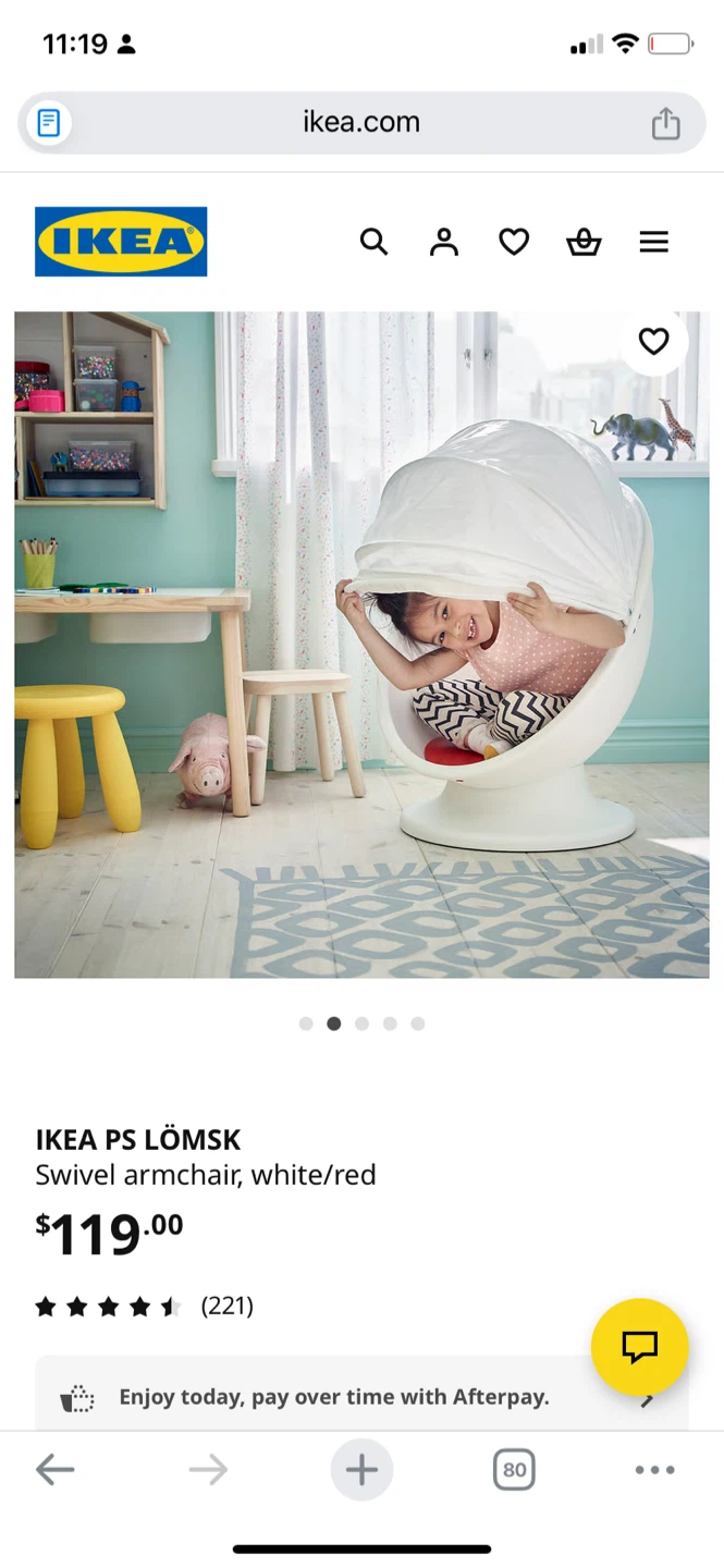 IKEA PS LÖMSK Swivel Armchair - White/Red - photo 4