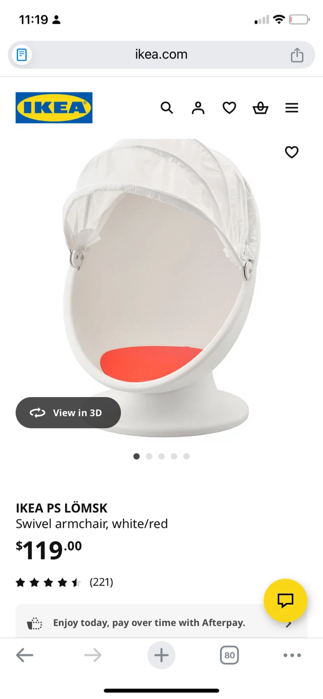 IKEA PS LÖMSK Swivel Armchair - White/Red - photo 5