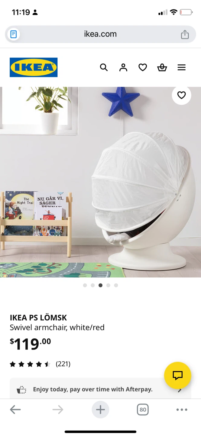 IKEA PS LÖMSK Swivel Armchair - White/Red - photo 3