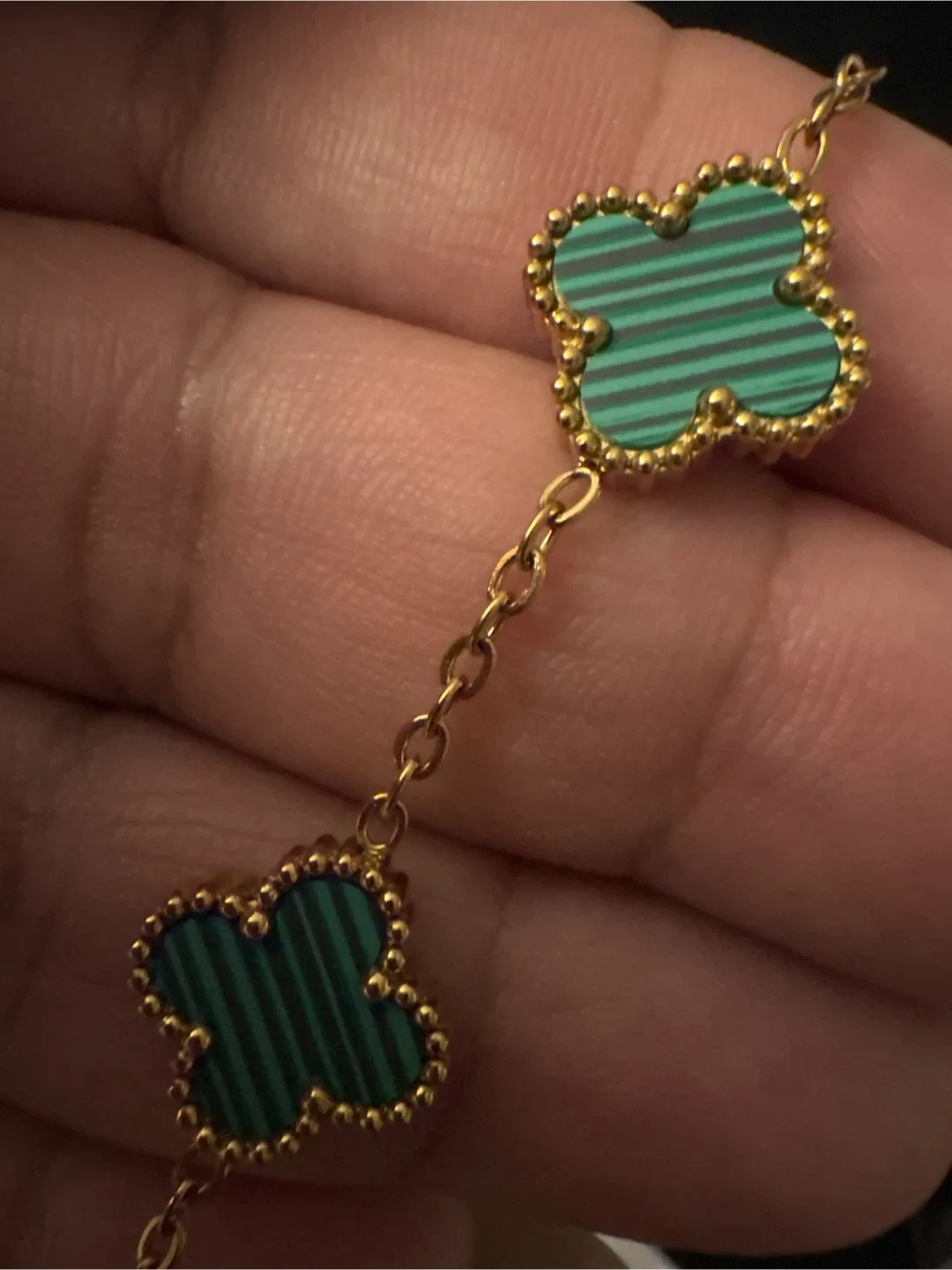 New Malachite Clover Bracelet K18 Gold SS