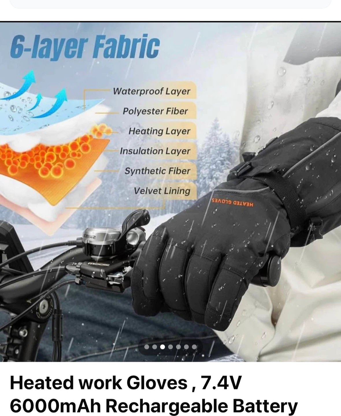 Heated Work Gloves - 7.4V Rechargeable Battery - photo 3