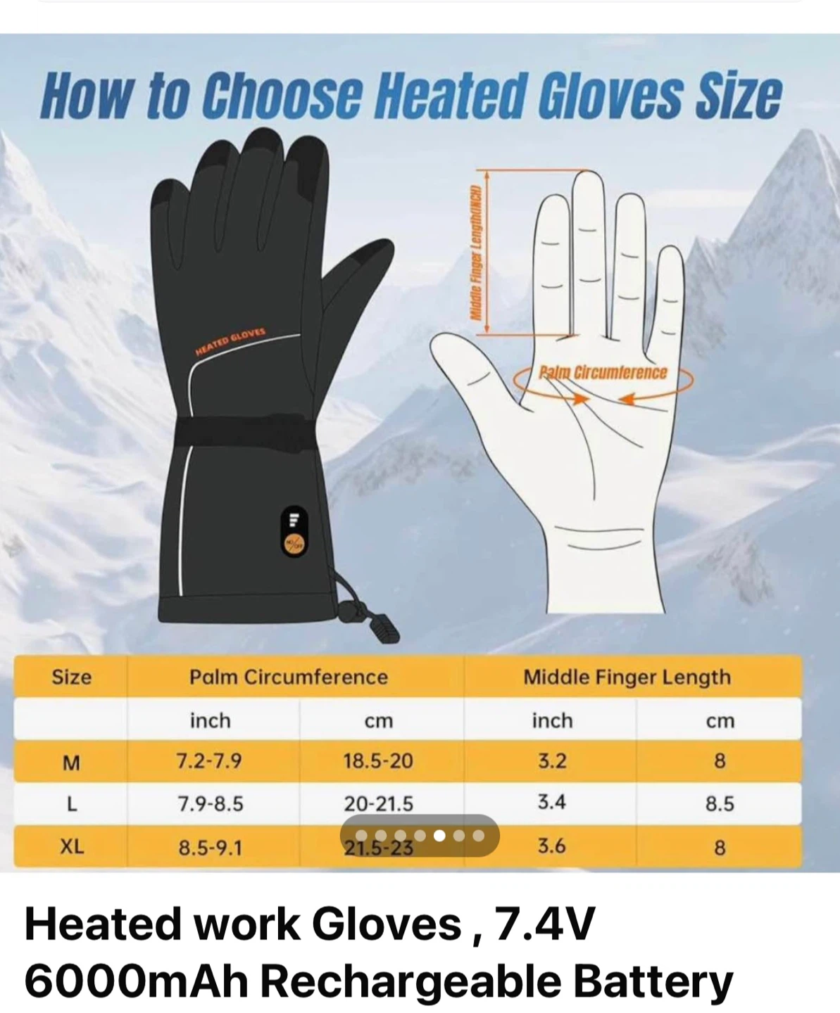 Heated Work Gloves - 7.4V Rechargeable Battery - photo 5