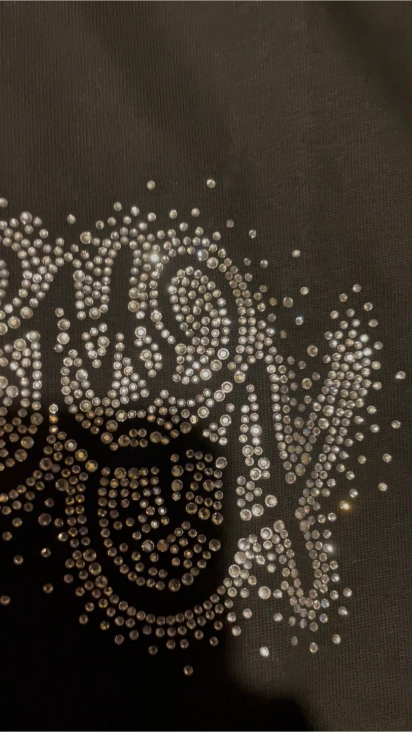 Amiri Black Rhinestone Logo T-Shirt with Purchase Receipt - photo 2