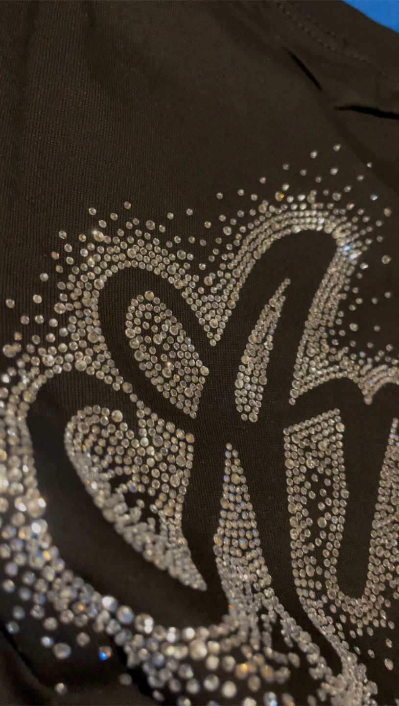 Amiri Black Rhinestone Logo T-Shirt with Purchase Receipt - photo 5