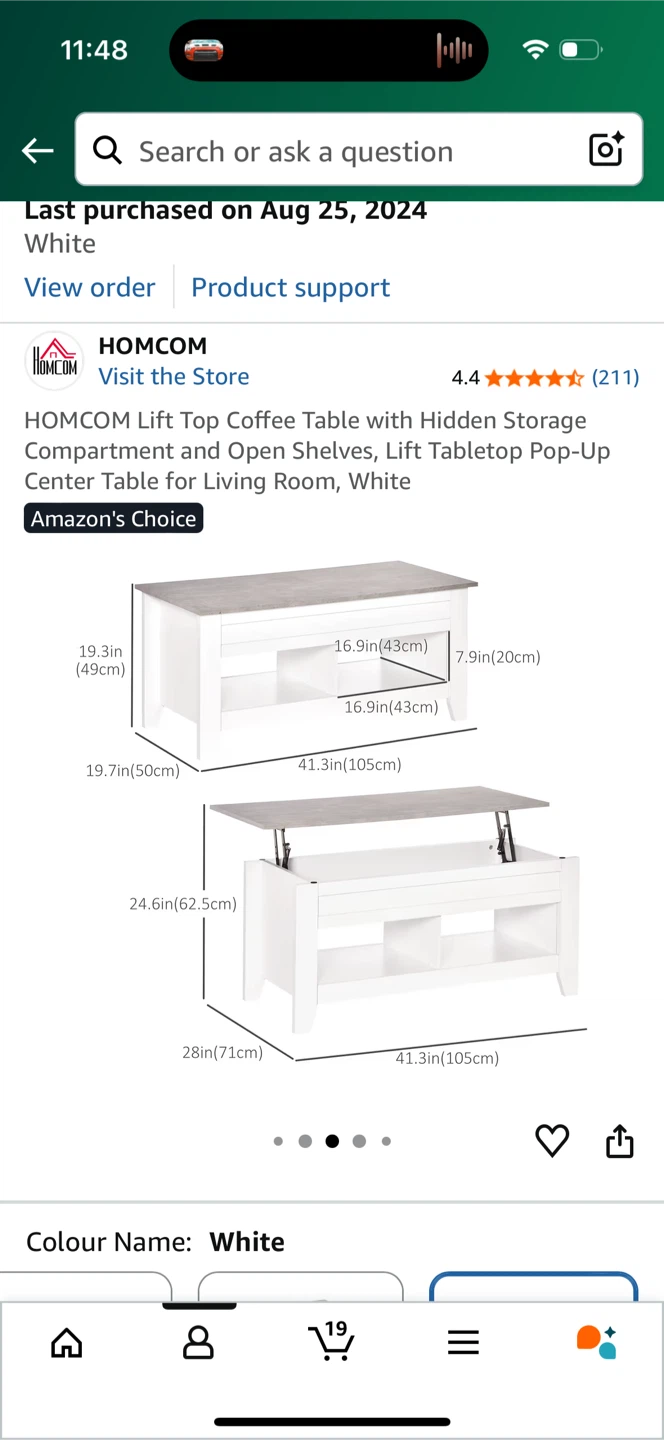 HOMCOM Lift Top Coffee Table - White - photo 4