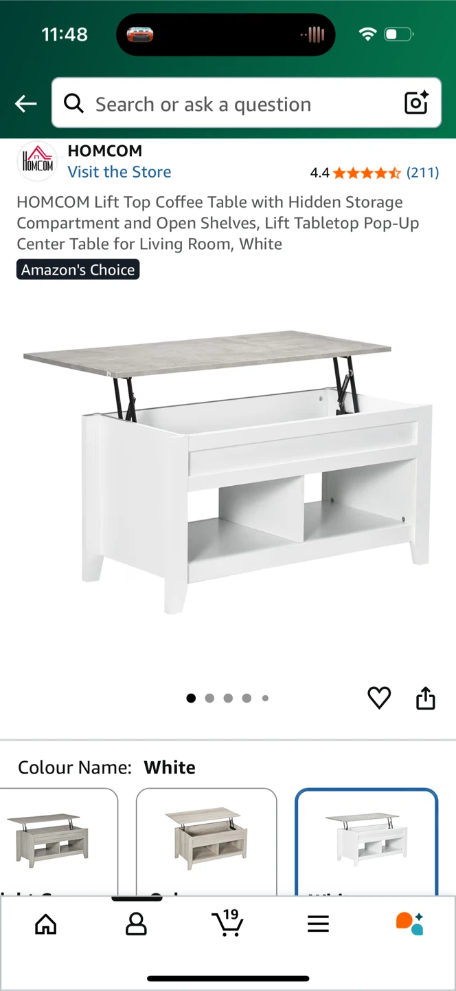 HOMCOM Lift Top Coffee Table - White - photo 3